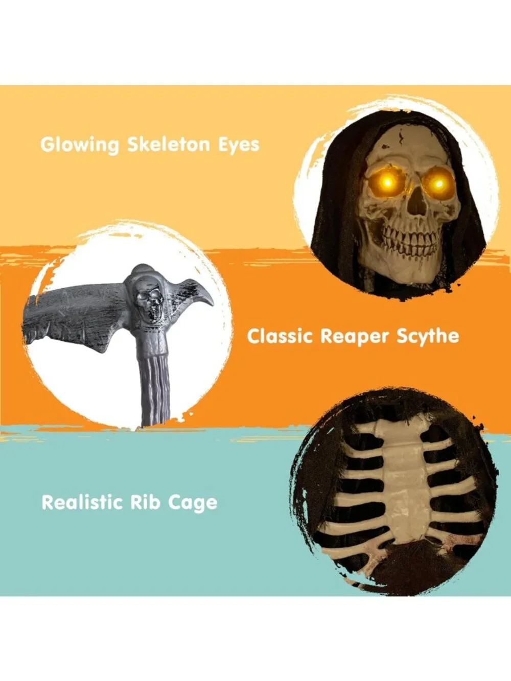 6 Ft Animated Flying Grim Reaper Halloween Decor with Sickle & Spooky Sounds